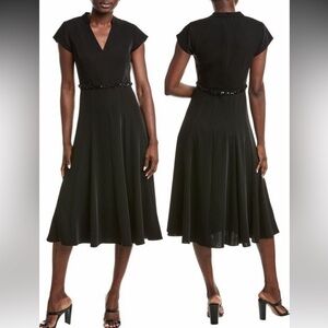 NEW Sachin & Babi Black Marian Sequin belted cap sleeve Midi Dress SZ 0 $ 495